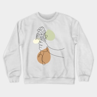 Flower Bouquet Shape Minimalist Line Art Drawing Crewneck Sweatshirt